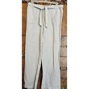 Tommy Hilfiger Size 10 Tie Waist Beige Linen Blend Pants